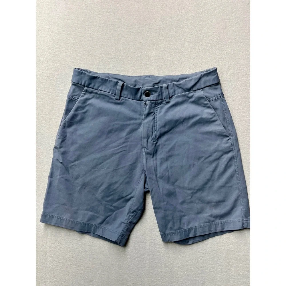 Lululemon Commission Shorts Mens 34 Blue Gray Technical Chino Golf 9 Inseam